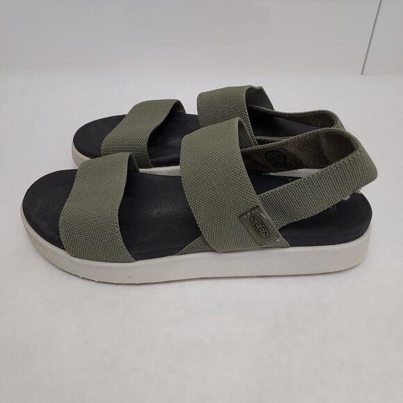 KEEN Elle Backstrap Sandal Women's 7.5 Green Gray Platform Wedge Stretch Straps - Picture 7 of 13